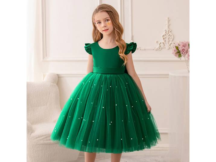 Robe de Noël pour filles, robes de demoiselle d'honneur blanches, robe de bal de mariage, avec gros nœud, robe élégante pour enfants, soirée formelle de première communion