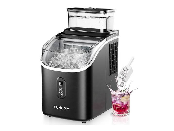 EUHOMY Eiswürfelmaschine Eiswuerfelmaschine 15 kg/24H, Quadratische Eiswürfel, 2L, Eiswuerfeldicke individuell einstellbar mit Timer und Selbstreinigung