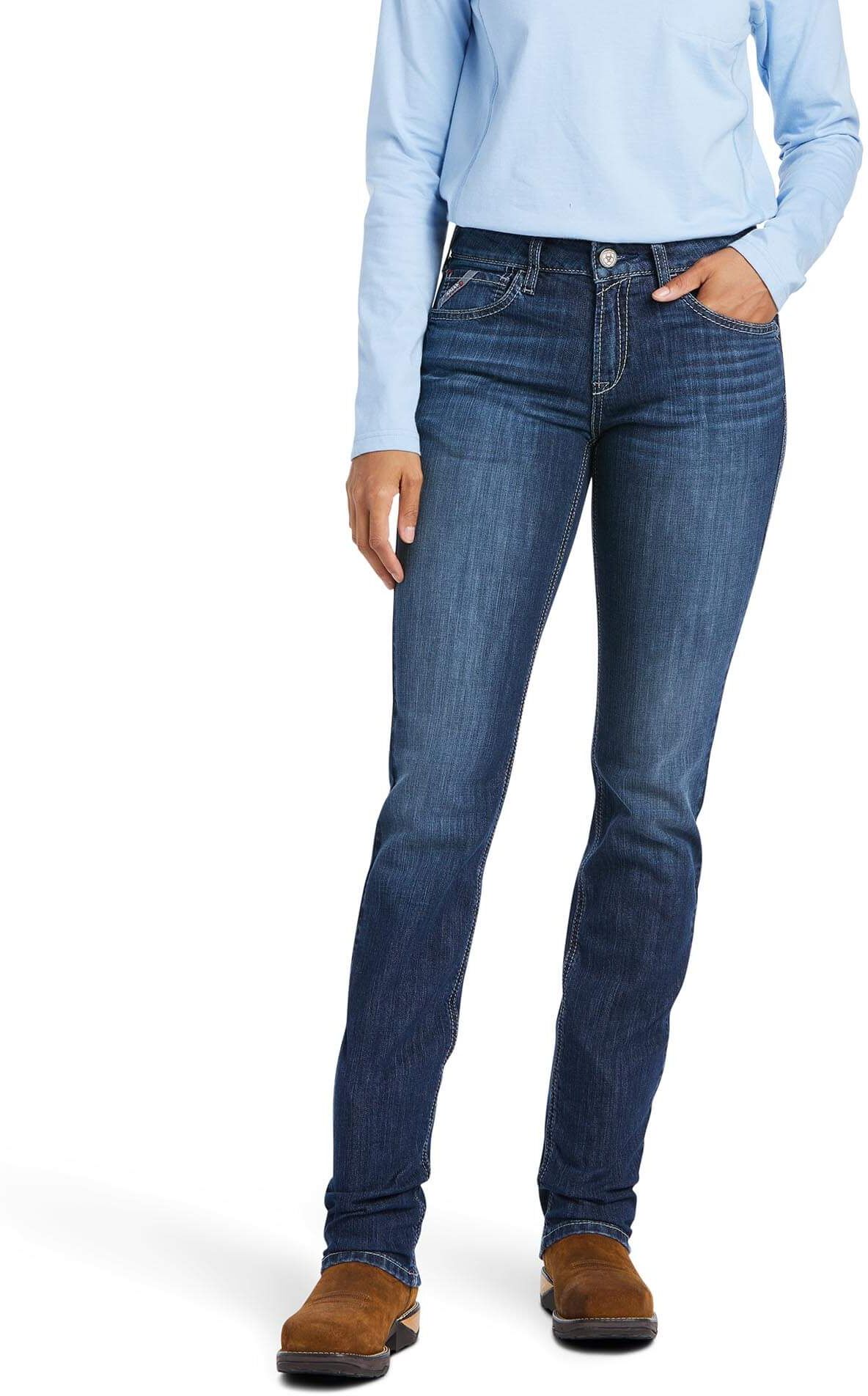Women's Flame-Resistant Perfect Rise DuraStretch Avelynn Slim Leg Jeans in Madera, Size: 27 Short by Ariat