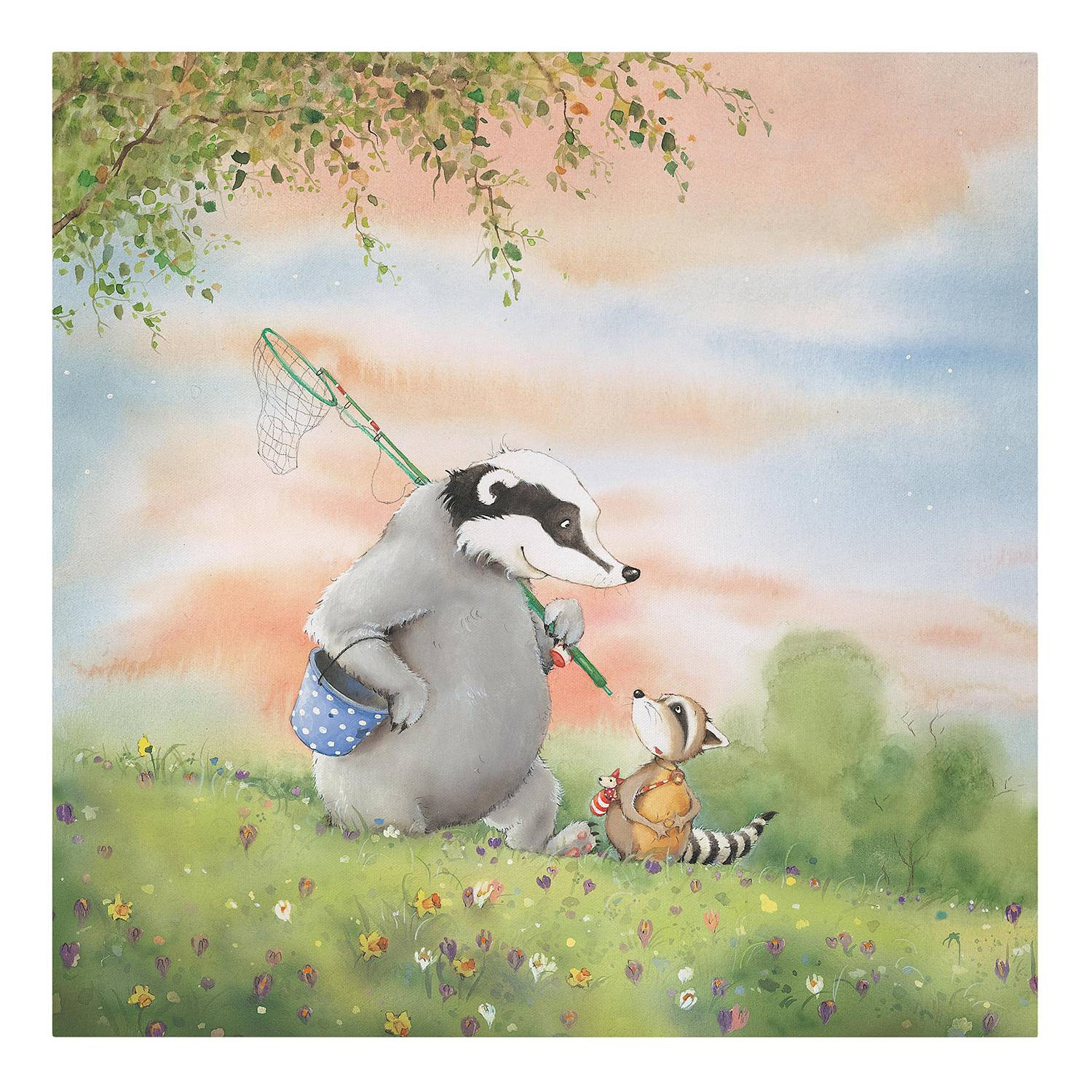 home24 Wanddecoratie Wassili en Sibelius Wandelen, Meerdere Kleuren, 60 x 60 cm