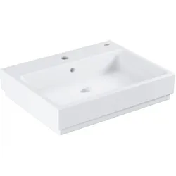 Grohe Cube Keramik Aufsatzwaschtisch 3947700H 60cm, 1 Hahnloch mit Überlauf, Rückseite glasiert, alpinweiß PureGuard