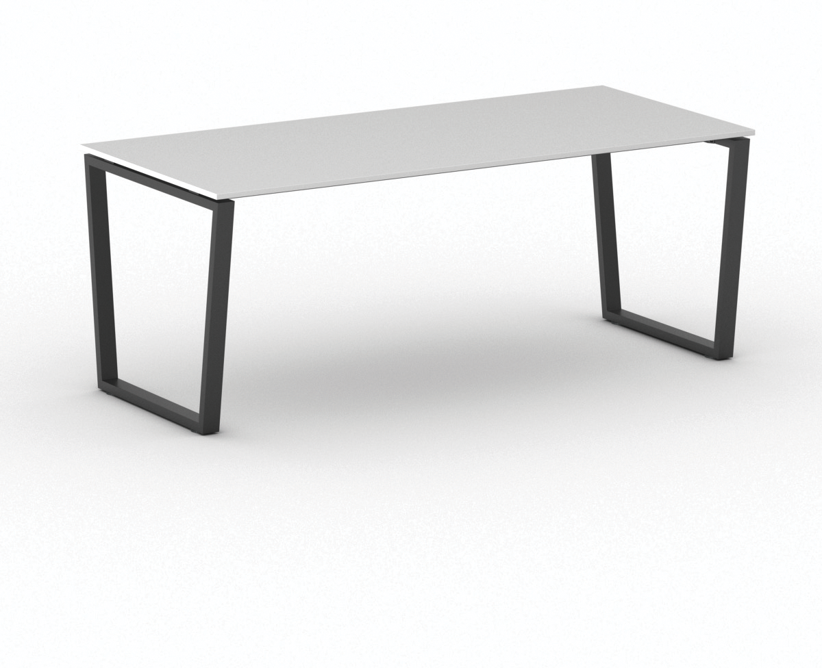 B2B Partner Kancelářský stůl PRIMO IMPRESS, 200x90 cm, černá podnož, bílá