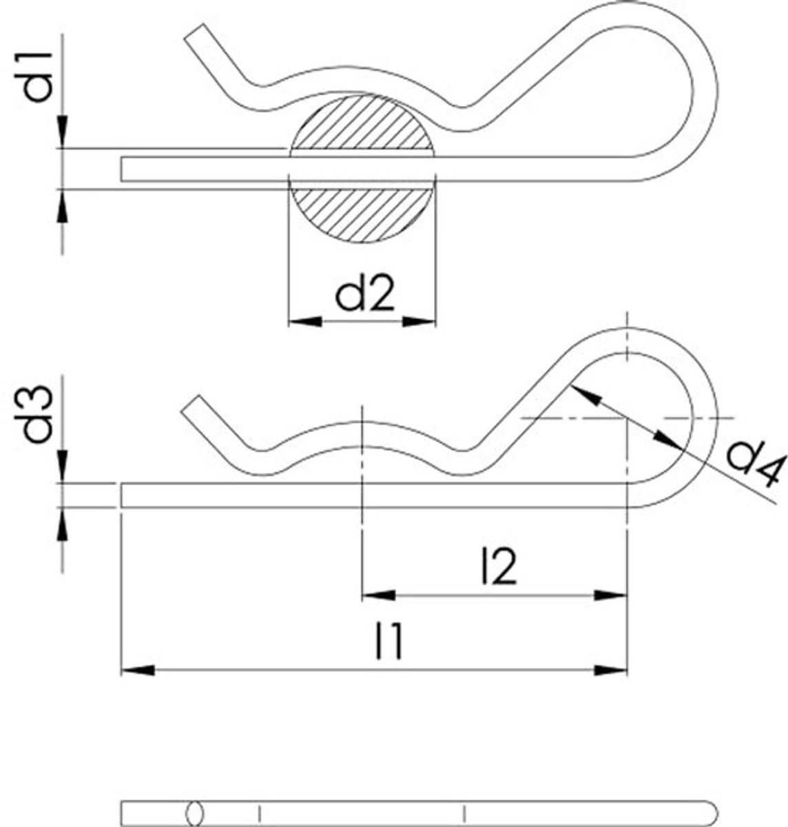 4x Veerstekker 5 mm x 85 mm - Galvanisch Verzinkte Veersplint