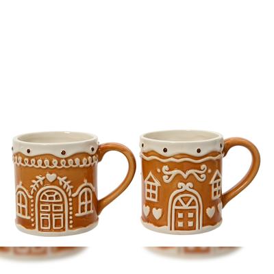 Christmas Decorations 1 Tasse Lebkuchenhaus Motiv 10cm Keramik Teetasse Henkel Weihnachtstasse Keramiktasse Teebecher Kaffeetasse Kaffeebecher Geschirr Becher Braun