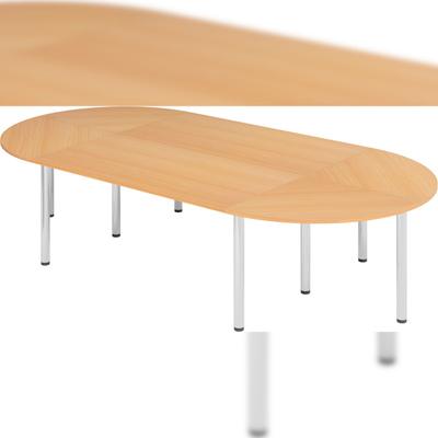 bümö Konferenztisch oval 320x160 cm großer Besprechungstisch in Buche, Besprechungstisch mit Chromfüßen, Meetingtisch für 8 Personen, Tisch für