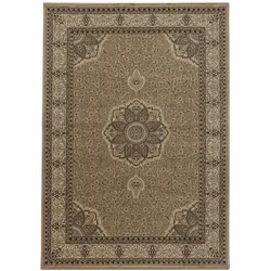 Carpetsale24 Orientteppich Beige 240x340 cm – Kurzflor Teppich im klassischen Vintage Stil für großes Wohnzimmer, Essbereich, offene Räume