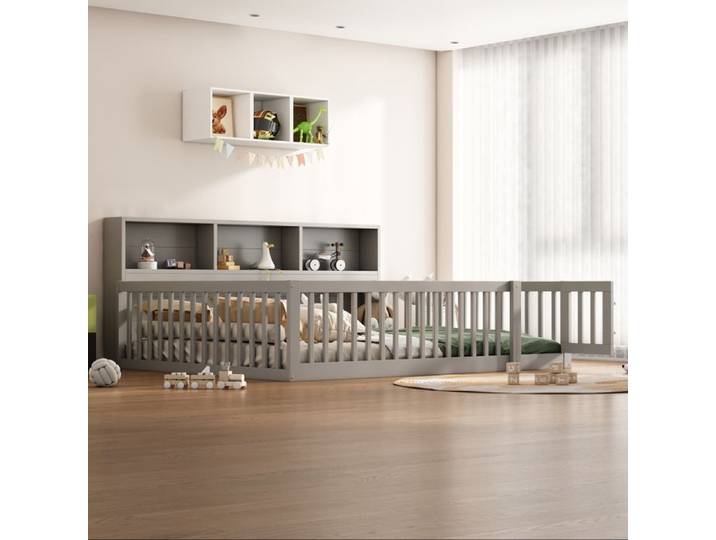 Lit banquette 140*200cm lit canapé-lit banchette Côté lit avec compartiment de rangement Armure Bois de pin Gris