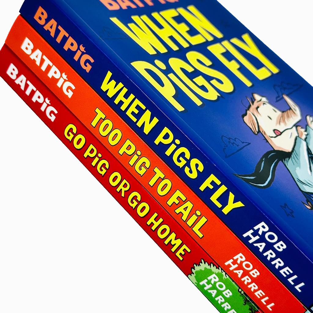Walker Books Batpig 3 Books Collection Set by Rob Harrell - When Pigs Fly, Too Pig to Fail, Go Pig or Go Home - Paperback Graphic Novels Ages 7-9