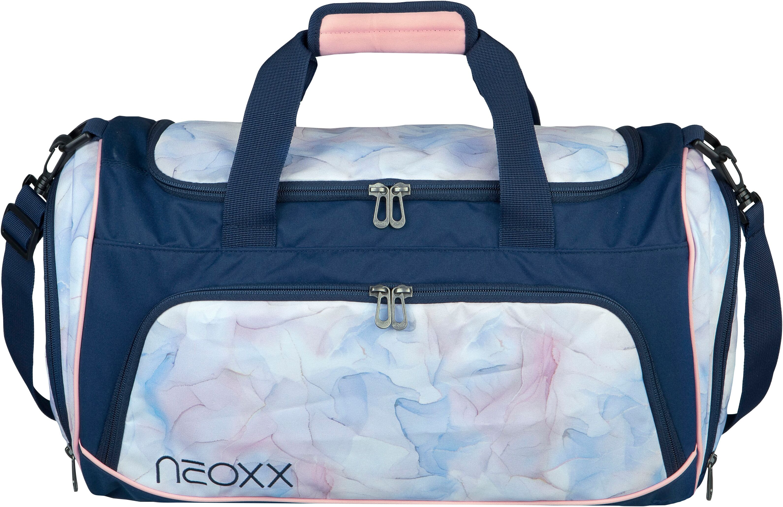 Sporttasche NEOXX "Move", Damen, Gr. B/H/T: 43cm x 26cm x 24cm, blau (dreaming of pastel), Polyester, Taschen Sporttasche, teilweise aus recyceltem Material dreaming of pastel B/H/T: 43cm x 26cm x 24cm