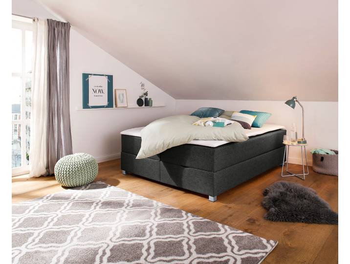 Boxbett, Struktur Fein, Anthrazit, 160×200 cm, Mit Bettkasten, Modern, Inosign