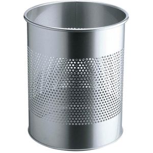 Durable Papierkorb 331023, metallic silber, rund, aus Metall, 15 Liter