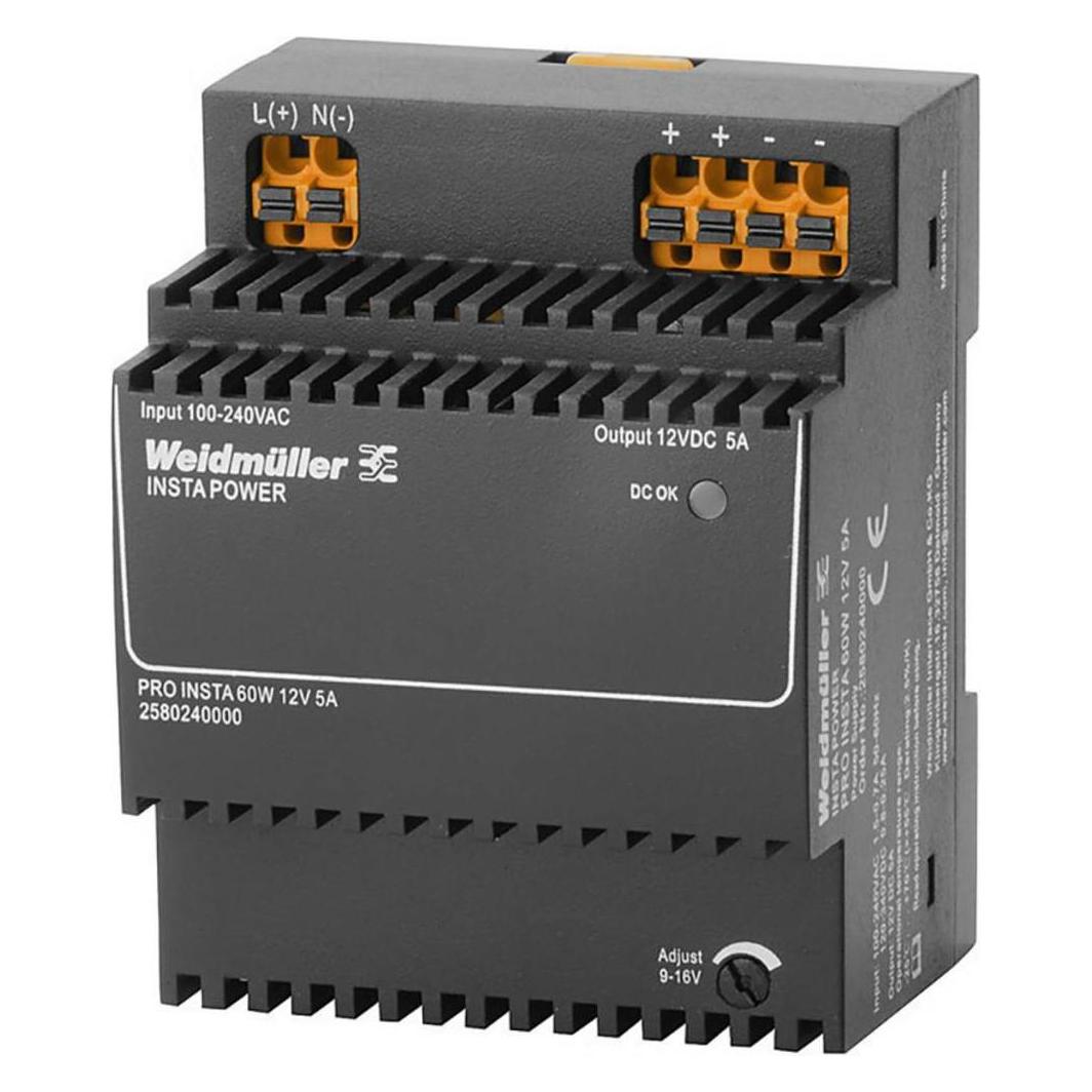Weidmüller PRO INSTA 60W 12V 5A Alimentatore switching 12 V/DC 5 A 60 W (2580240000)