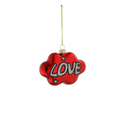 Mica Decorations kerstornament LOVE - rood glas