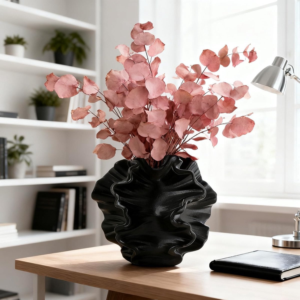 Sukipyo Moderne Zwarte Vaas voor Scandinavische en Boho Decoratie - Groot