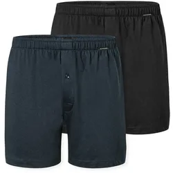 SCHIESSER Herren Jersey-Boxershorts, 2er Pack - 2Pack Boxershorts, Baumwolle, einfarbig Schwarz/Dunkelblau / 4XL