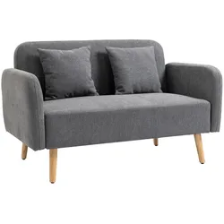 STILVORA Zweisitzer-Sofa Polyester Grau 130x70x80 cm mit 2 Kissen