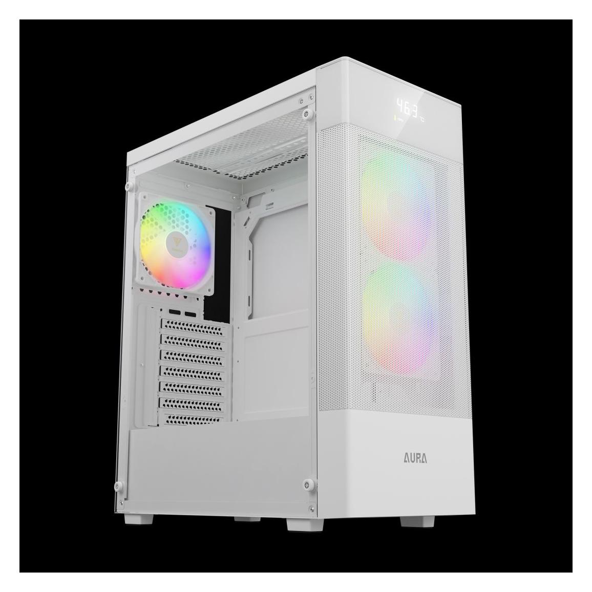 Gamdias Boitier Moyen Tour ATX Aura GC5 Elite RGB avec panneau vitré (Blanc) (ATX) (16333-82C33-10800-G)