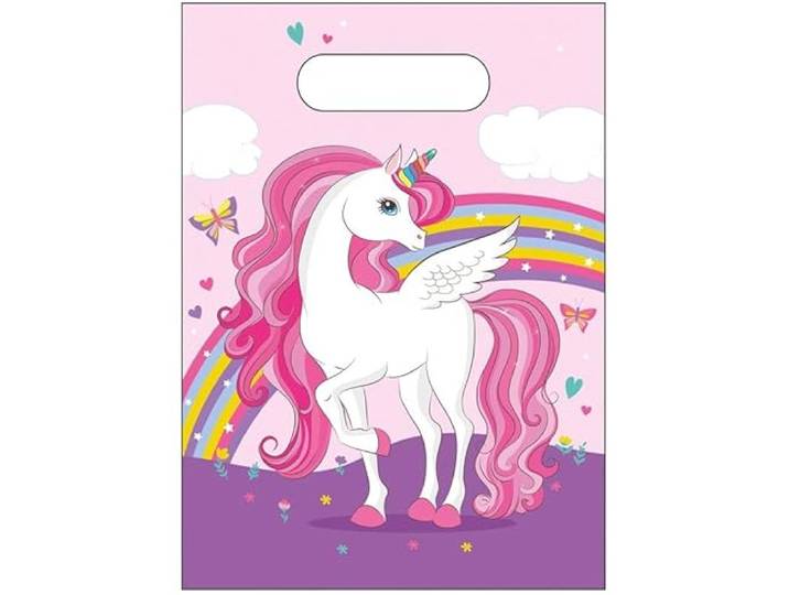 Procos - Party Loot Bags Unicorn Rainbow Colors cadeauzakjes voor snoep, 6 stuks, PR93886