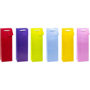 TSI Geschenktüte 86291, Trendfarben, Flaschentüte, 12 x 36cm, sortiert, 12 Stück