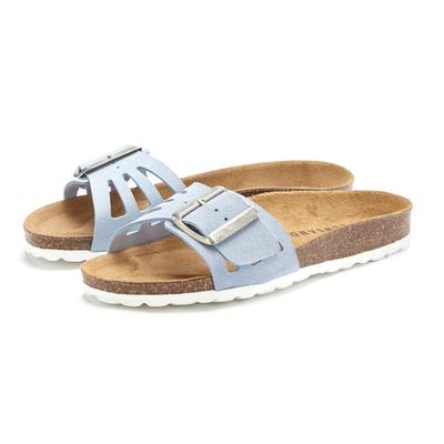Pantolette ELBSAND "Sandale, Mule, offener Schuh, Sommerschuhe, Lederpantolette", Damen, Gr. 37, blau (hellblau), Obermaterial: 100% Rindsleder. Decksohle: 100% Rindsleder. Laufsohle: 100% Synthetik, unifarben, Schuhe Pantolette, aus Leder mit...