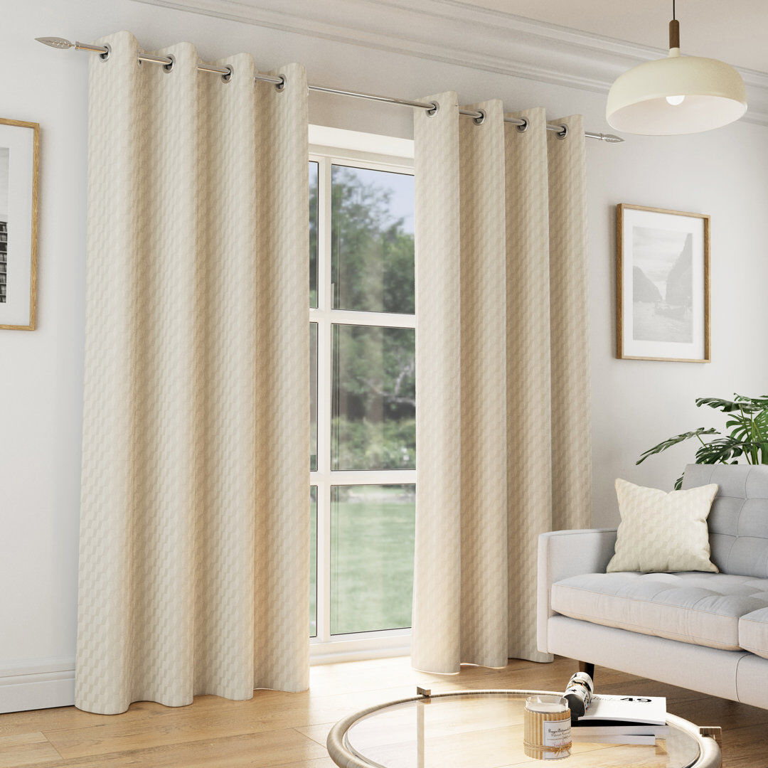 George Oliver Room Darkening Curtain Panel Pair Cream 229cm Width x 229cm Drop