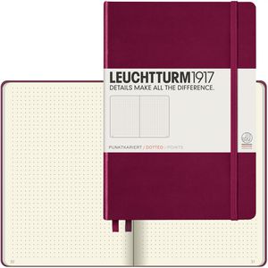 Leuchtturm1917 Notizbuch Medium, Karton Hardcover, Port Red, 125 Blatt / 251 Seiten, 80 g/m², dotted, A5