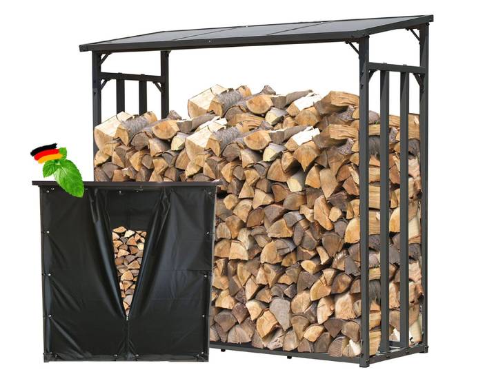 Quick Star Kaminholzregal Außen Metall Basic, Mehrere Größen, Mit / Ohne Wetterschutz, BxTxH:185x70x185 cm, (1-St)