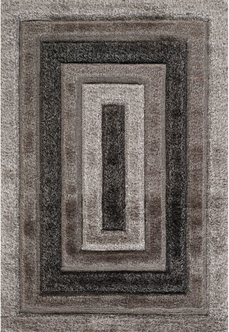 Ivy Bronx Kiawah Geometric Shag Grey/Black Rectangle 200 x 290cm