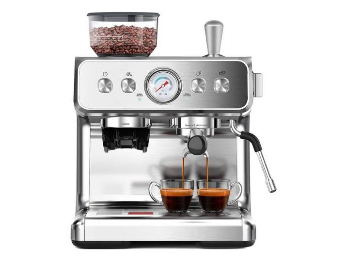 COWSAR Espressomaschine mit Mahlwerk & Milchaufschäumer – 15 Bar Pumpendruck, 30 Mahlgrade, Schnellaufheizung, 2,8L Wassertank, Für Espresso, Cappuccino