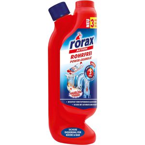 Rorax Rohrreiniger Rohrfrei Power Granulat, für Küche und Bad, Wirkzeit 3 min, Flasche 600 g