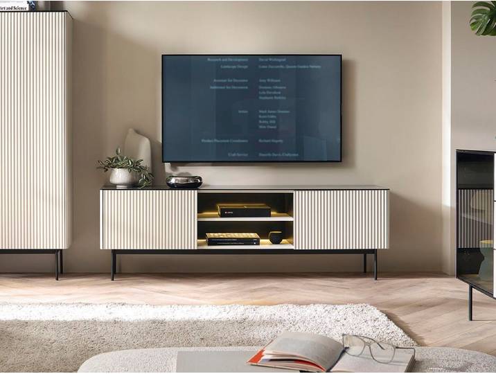 Compleo TV-Schrank mit Metallfüße, TV-Tisch mit gerillte Fronten CASA