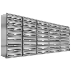 AL Briefkastensysteme 40 Fächer Premium Edelstahl Unterputz Briefkasten Anlage für Post A4, modern, robust, wetterfest, Artikelnummer: 132T40U5