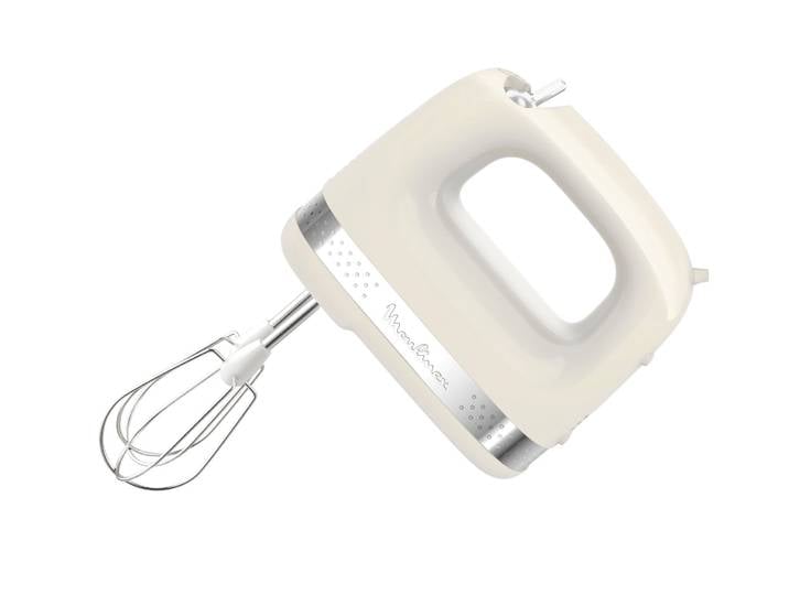 Batteur Electrique Soleil 2 Vitesses + 2 Jeux de Fouets, Ivoire HM211A11 MOULINEX