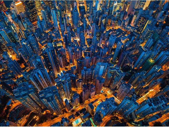 Papermoon HONG KONG-VOGEL PERSPEKTIVE SKYLINE NACHT PANORAMA XXL