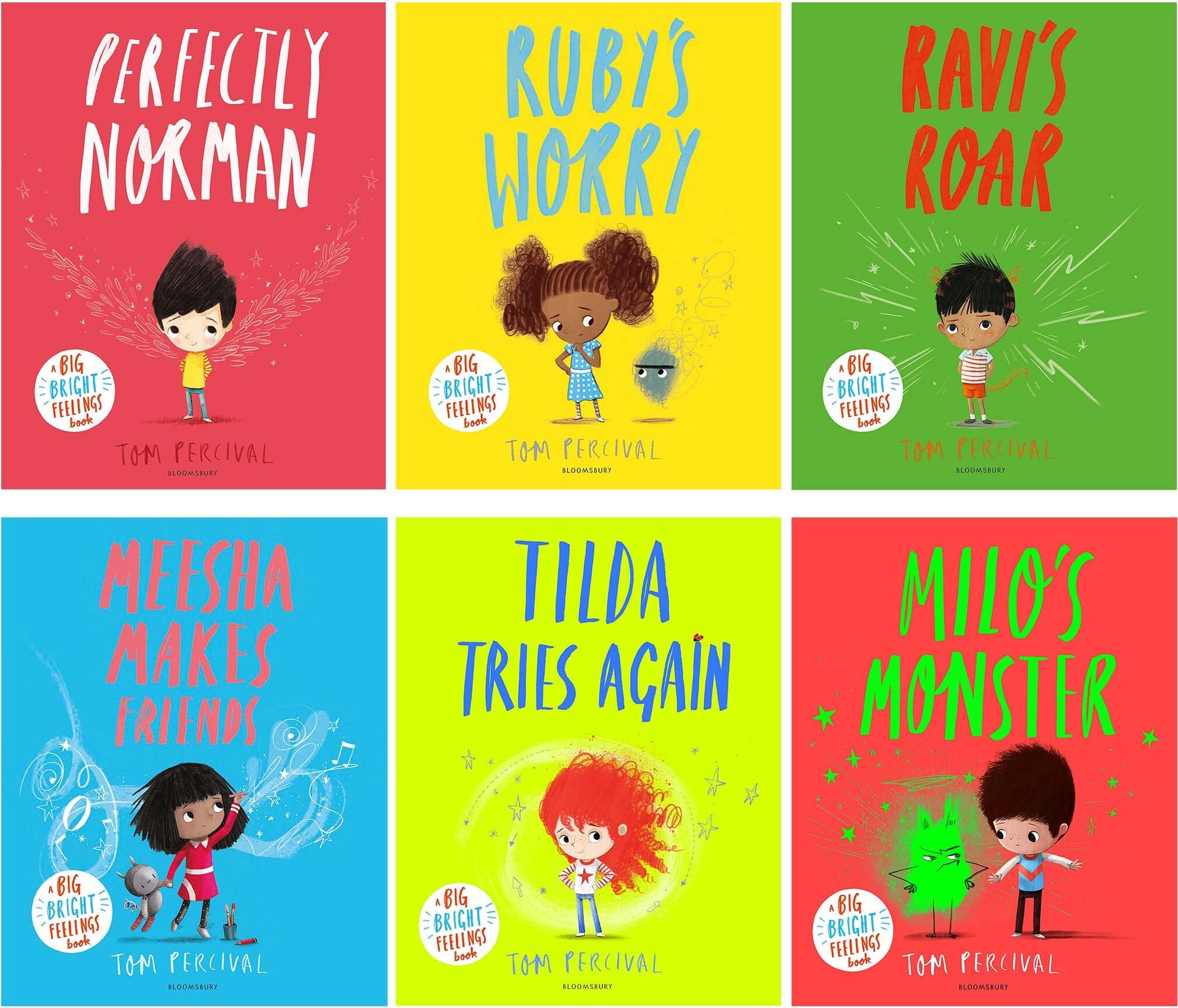 Bloomsbury Publishing Big Bright Feelings 6 Books Collection Set by Tom Percival – Emotional Learning Collection for Kids