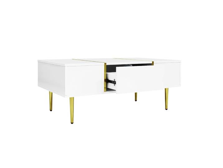 Table basse blanche avec 2 tiroirs 100 x 60 x 41,5 cm