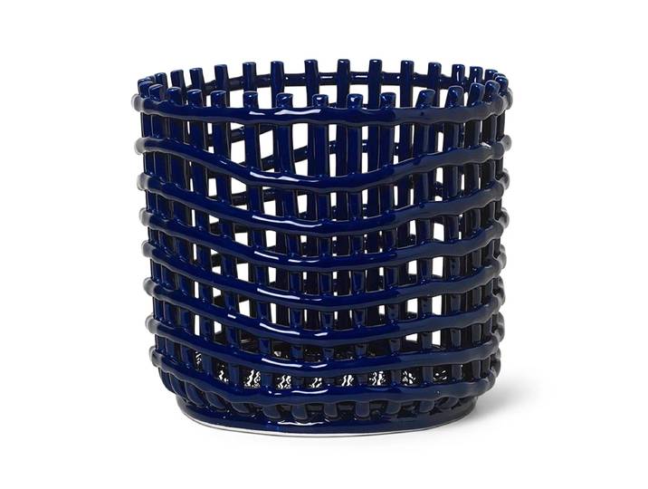 Ferm Living - Keramik Korb, gross, blau
