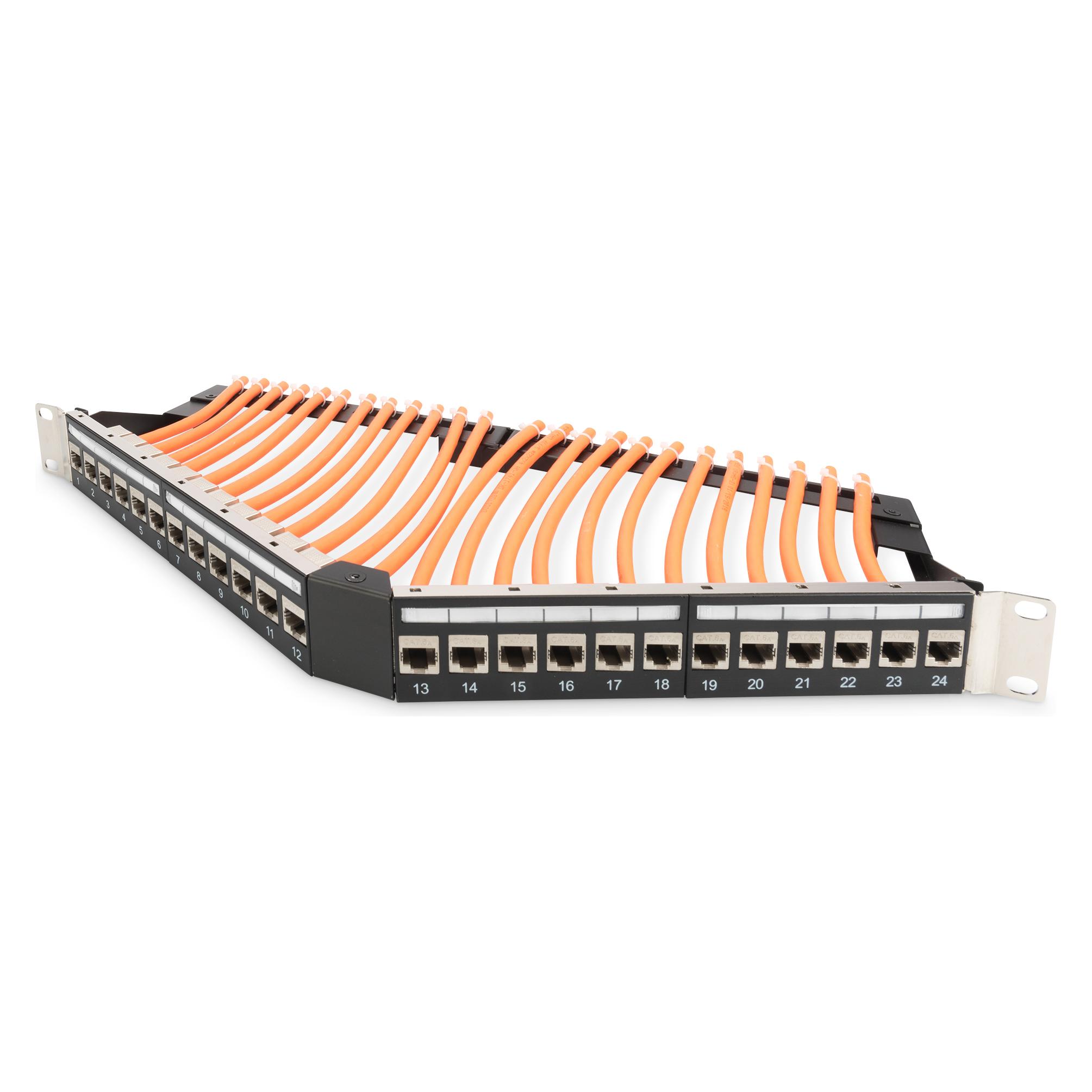 Digitus Dreiwinklig Modular Patch Panel geschirmt 24-Port Beschriftungsfeld 1HE Rack Mount Farbe schwarz... (DN-91414S)