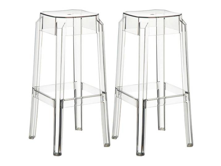 CLP Barhocker 2er Set Kunststoff transparent, Transparent, 36x75x36 cm, Esszimmer, Barmöbel, Barhocker