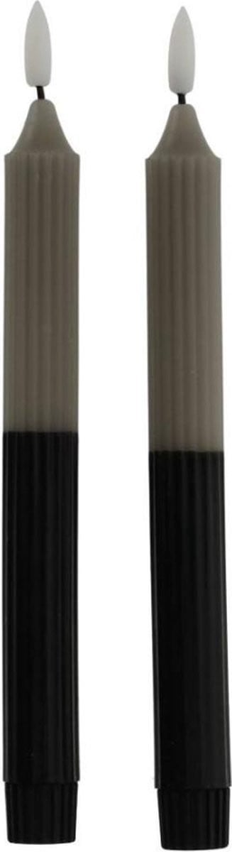 JENS Living LED Dinerkaars Ribbel Grijs/Zwart (2 stuks)