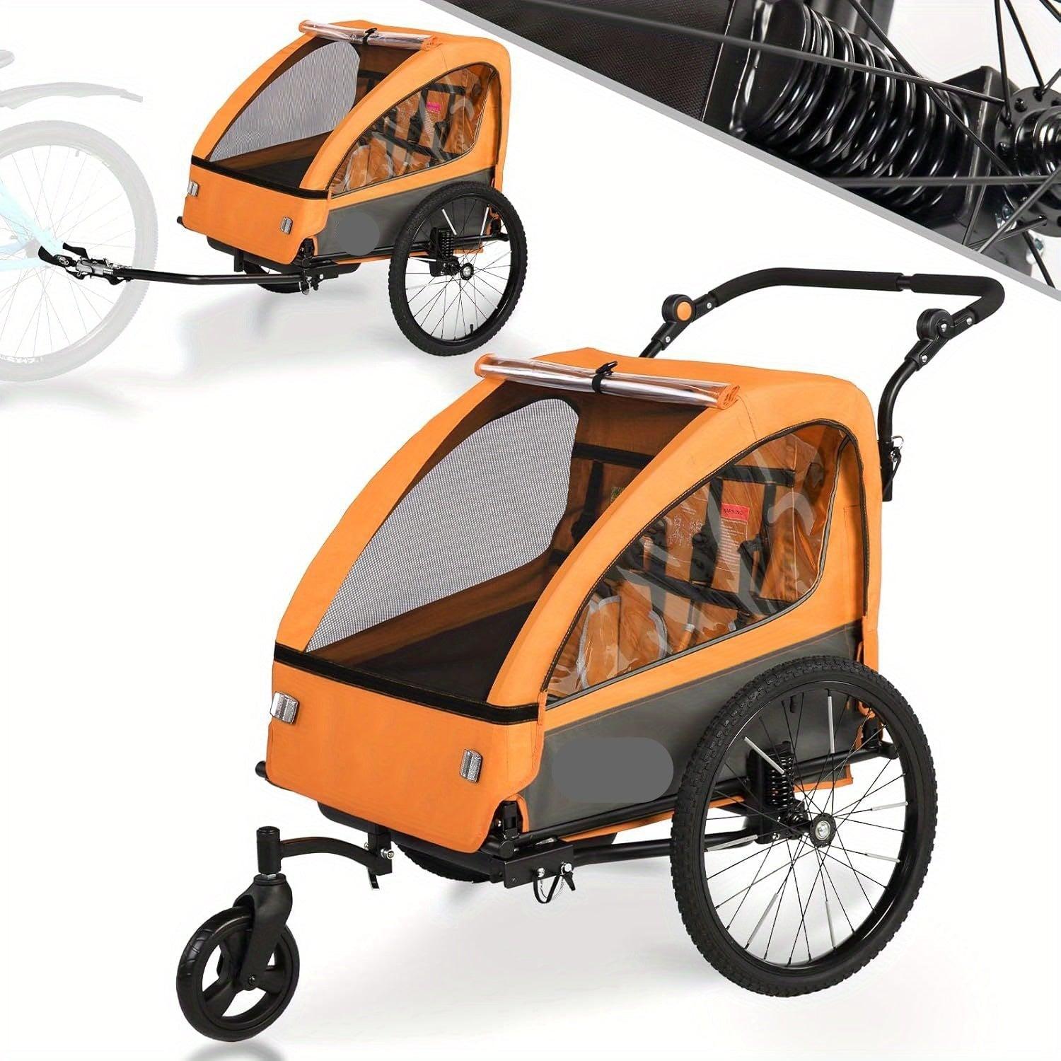 Kinderfahrradanhänger - Fahrradanhänger - Jogger - Einkaufswagen - Kinderwagen - Räder mit 360° Schwenkfunktion