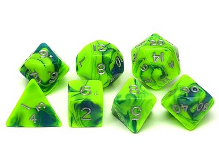 Dobbelstenen Toxic Groen/Blauw 7 ass zak
