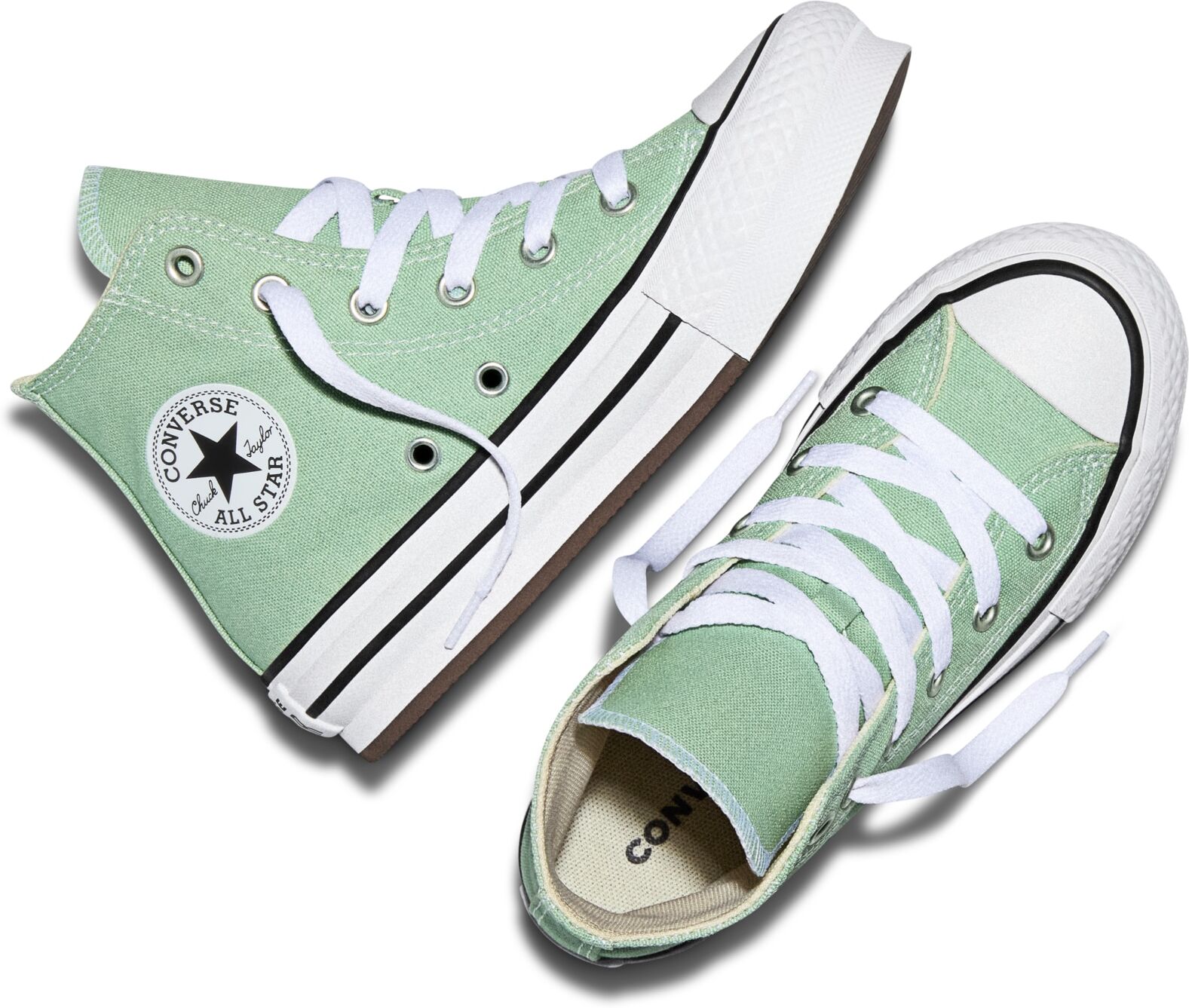Sneaker CONVERSE "CHUCK TAYLOR ALL STAR EVA LIFT CANVAS PLATFORM", Jungen, Gr. 31, grün (thyme again, weiß, natural ivory), Textil, Schuhe Sneaker, für sportliche Aktivitäten und Alltag, sportlicher Stil thyme again, weiß, natural ivory 31