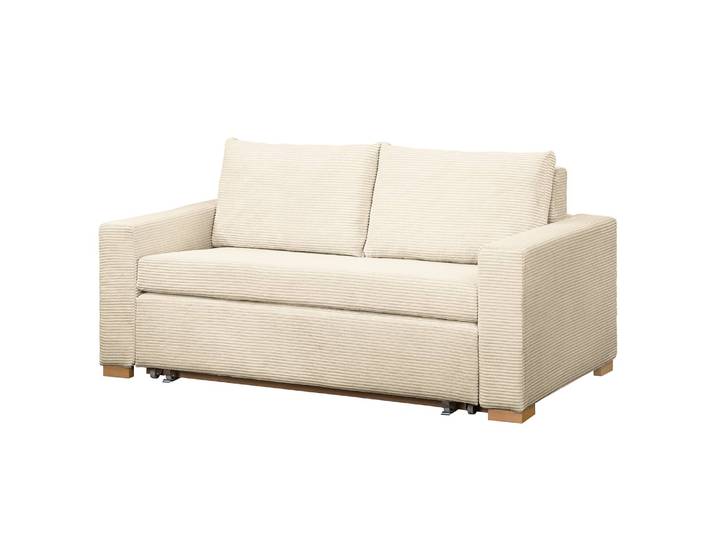 home24 Slaapbank Basic beige/beige corduroy Poppy 173cm met slaapfunctie modern