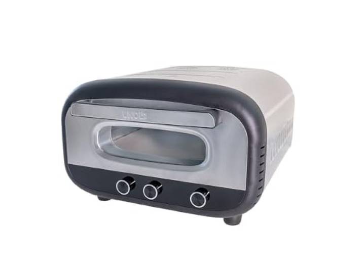 Unold 68806 Pizzaofen Alfredo – Elektrischer Pizzaofen ohne Gas inkl Zubehör, 2min Backzeit mit Pizzastein 450°C, 5 Programme wie Napoli, New York Style, auch geeignet für Flammkuchen u.v.m