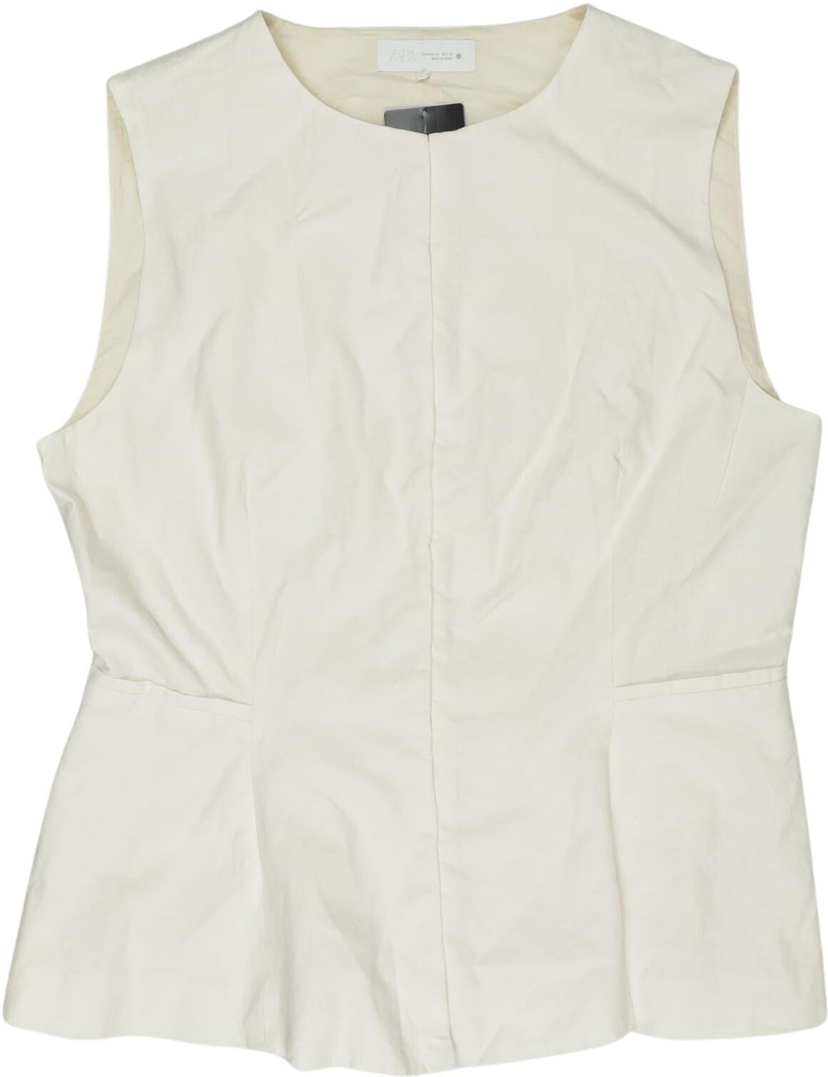 Zara Damen Weste, Weiß, Gr. XL, Hanf / Baumwolle - Second Hand