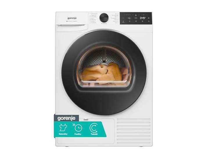 Gorenje D5G48D Trockner/Kondensation mit Wärmepumpe /8kg /15 Programme/ConnectLife/Made in EU/FastDry/TwinAir/Feuchtesensor/NatureDry/Anti-Allergie/Knitterschutz/EasyClean-Filter/EEK: D