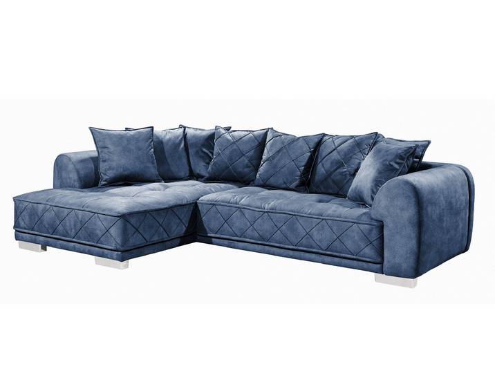 Ecksofa blau 319 x 194 cm mit Kissen - SENTINA