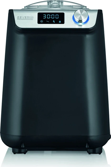 Severin Kompakt Eismaschine & Joghurtbereiter EZ 7407 (schwarz (matt)/silber, für 1.200ml Eiscreme, 135 Watt Kompressor)