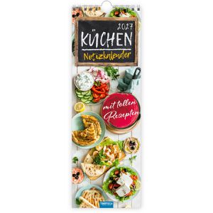 Trötsch Streifenkalender 2027803, Küchennotiz, mit Rezepten und Ferienübersicht, 12 x 35 cm, Jahr 2027